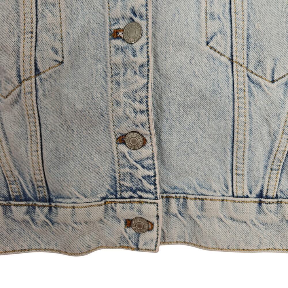 We the Free People Brando Denim Hoodie Jacket Malta Acid Wash Size XS Cropped - Picture 5 of 13